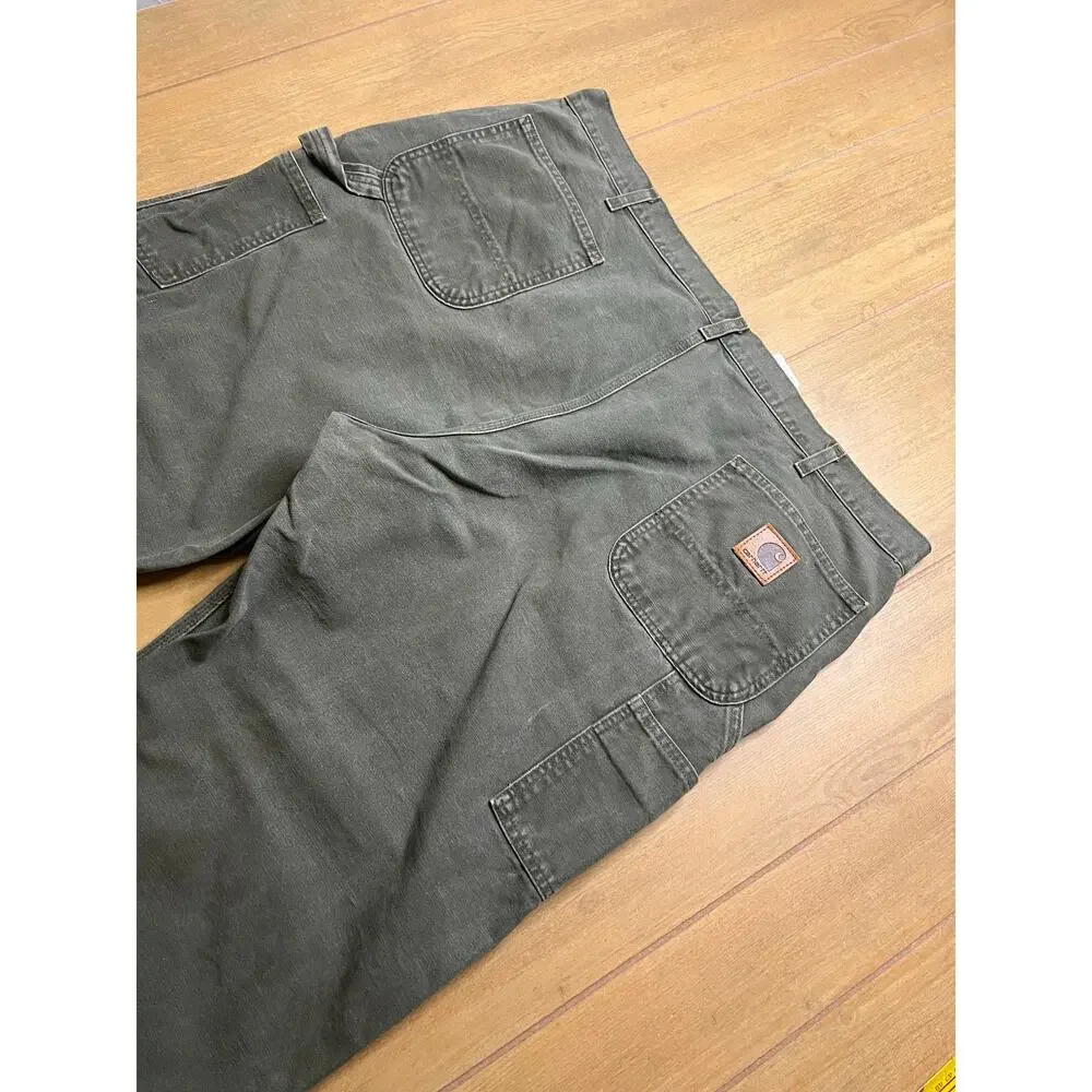 Vintage Carhartt B11 MOS Carpenter Work Pants‎ 44x30 Moss Green Canvas Y2K